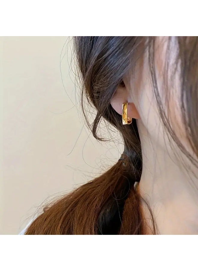 aeen Minimalist 18k Gold Plated Rectangle Hoop Earrings – Modern Geometric Design for Women - Image 5