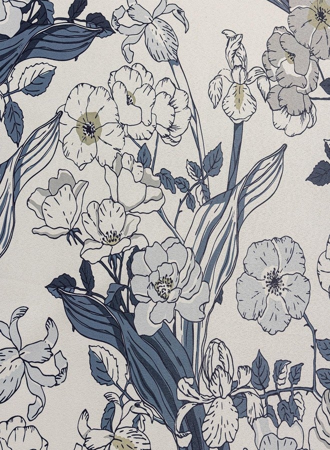 SUOUO Grey Blue Vintage Floral Blackout Curtains for Bedroom 84 inches Long 2 Panels Patterned Wildflower Room Darkening Window Drapes for Living Room - Image 5