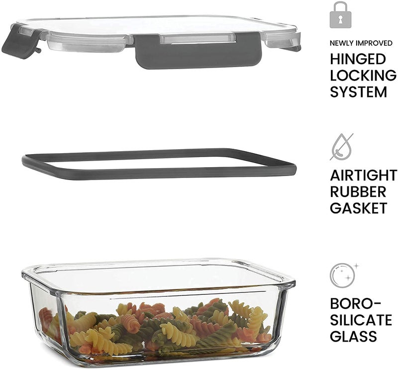 Big cart Food Storage Container 1040ml eachAirTight Fridge Organizer CaseGlass Box with BPAFree Locking LidsMicrowave Freezer SafeLeak Proof Food Storage Meal Prep ContainersSet of 3 - Image 3