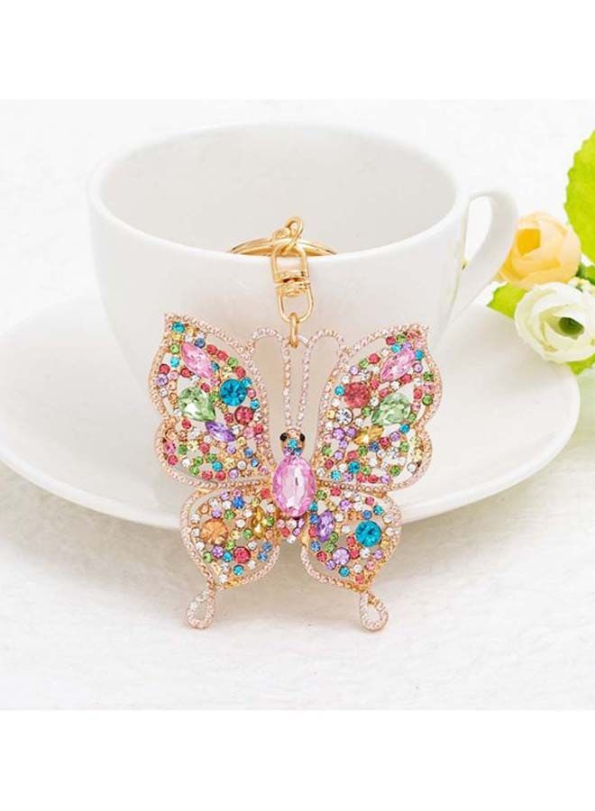 NIBEMINENT Rhinestone Studded Butterfly Designed Keychain - Image 2