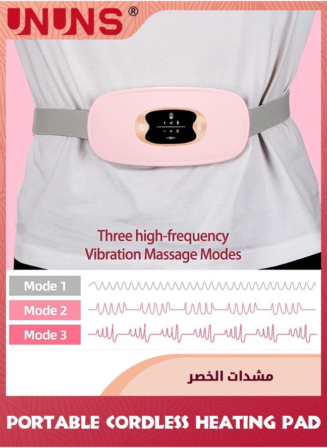 UNUNS Portable Cordless Heating Pad,Electric Heating Pads For Cramps/Menstrual,3 Massage Modes,3 Heat Levels,5s Rapid Heating,Menstrual Heating Pad For Women Girls Back Belly Pain Relief,Thoughtful Gift  - Image 5