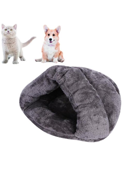 سرير كهفي شبه مغلق دافئ ومريح للقطط والكلاب الصغيرة