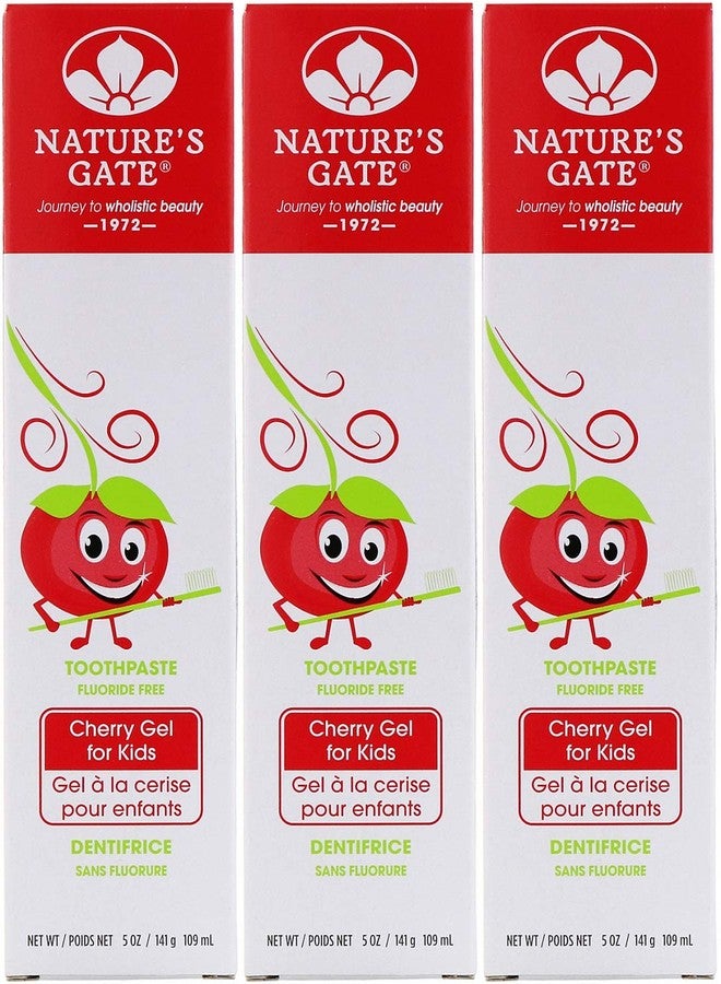 Nature's Gate Natural Toothpaste Gel, Cherry for Kids, 5 oz (Pack of 3) Set - Image 1