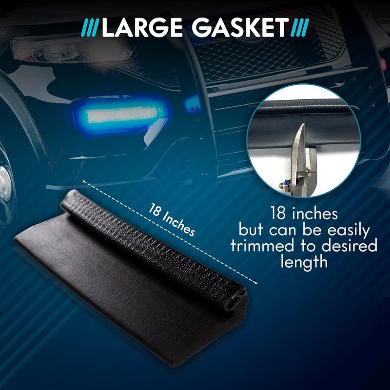 UBL 18 Inch Large Black Rubber Gasket for Light Bar - Eliminate Emergency Warning Visor Dash Stick Surface Mount Light - Windshield Flashback Guard (2) - Image 5