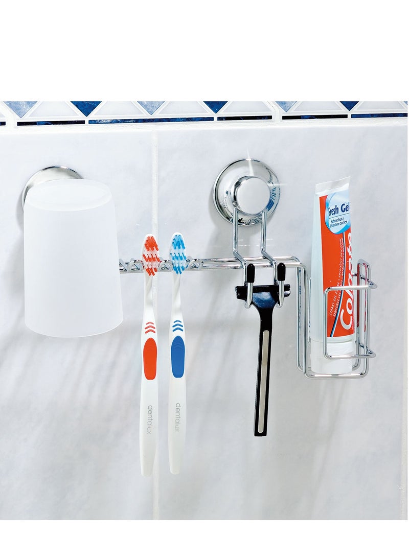 EVERLOC Everloc Toothbrush Holder, No Drilling, No Screws, No Glue, No Adhesive, Vacuum Suction Wall Mounted Chrome, Toothpaste Holder, Bathroom Toothbrush Stand, Dental Organizer, Easy Install, EVL-10241  - Image 1