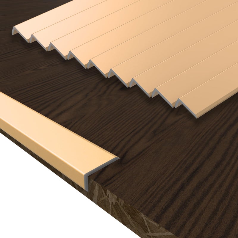 KTINITK 10-Pack 12 Inch Peel and Stick Aluminum Tile Trim, Decorative Kitchen Backsplash Trim Edge, Self Adhesive Tile Liner, Tile Edge Trim, Aluminum Corner Trim (Matte Gold (10 Pack x 12 inch)) - Image 1