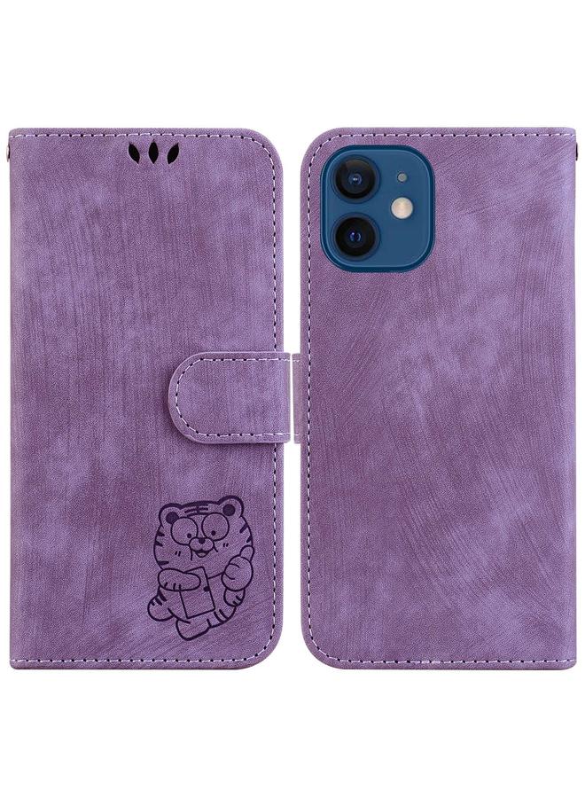 اس-توب جراب لهاتف iPhone 12 / 12 Pro جراب هاتف من الجلد المنقوش عليه نمر صغير - Image 1