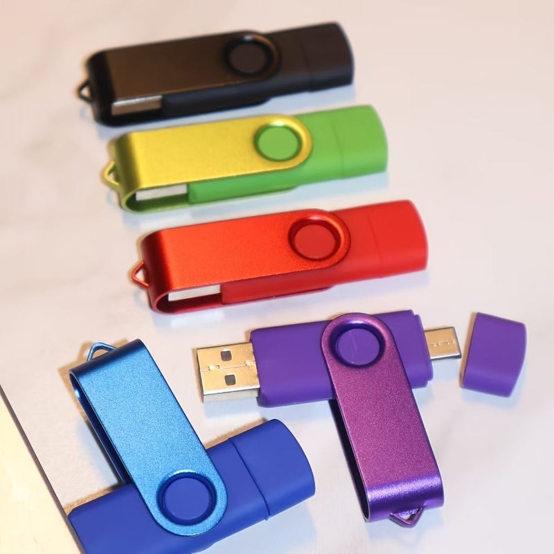 360 Degree Rotatable 2 In 1 USB Flash Drive 128MB Black Supports Type C And USB 2.0 Interfaces Compact Design For Phones Laptops And Tablets Expanding Data Photo Video Music Storage - Image 4