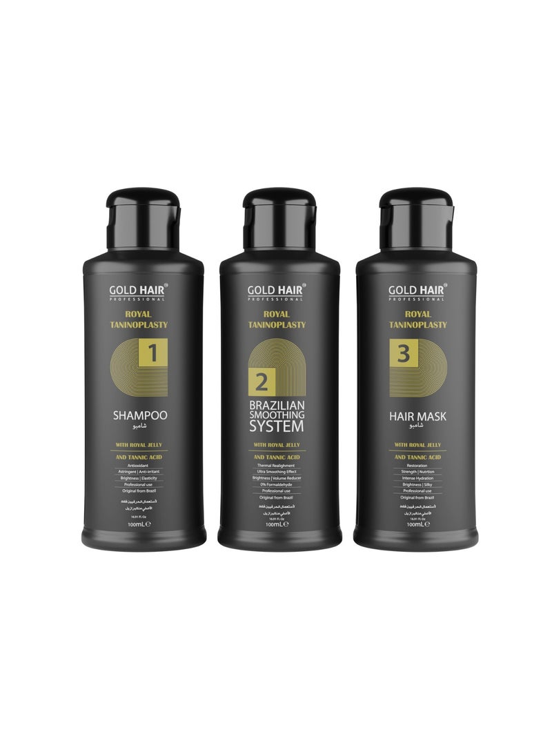GOLD HAIR - Gold Hair Royal Taninoplasty Protein Kit (3X100ML) - Image 1