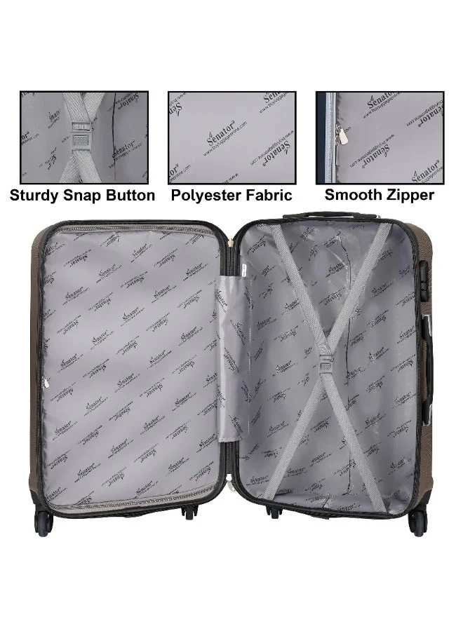 Senator 24 Hard Case Travel Bag Medium Checked Luggage Trolley ABS Lightweight Suitcase with 4 Spinner Wheels KH132, Coffee  | Best Price UAE