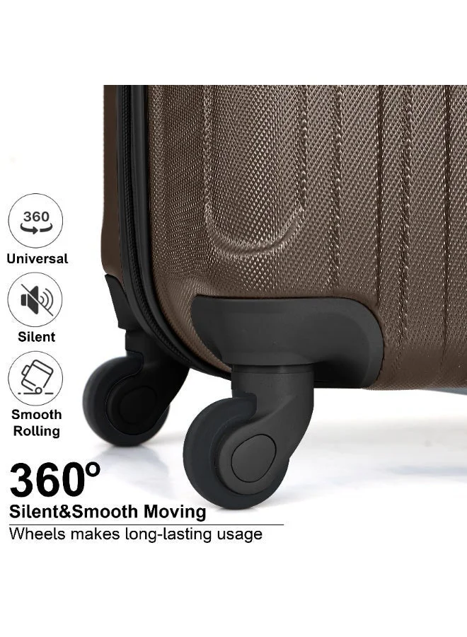 Senator 24 Hard Case Travel Bag Medium Checked Luggage Trolley ABS Lightweight Suitcase with 4 Spinner Wheels KH132, Coffee  | Best Price UAE