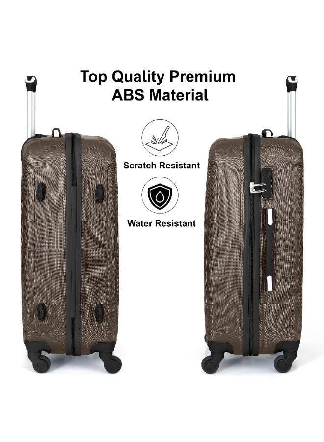 Senator 24 Hard Case Travel Bag Medium Checked Luggage Trolley ABS Lightweight Suitcase with 4 Spinner Wheels KH132, Coffee  | Best Price UAE