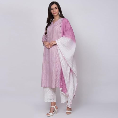 BIBA Pink Straight Kurta Palazzo Suit Set - Image 3