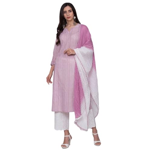BIBA Pink Straight Kurta Palazzo Suit Set - Image 1