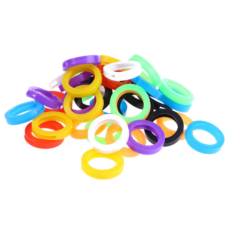 24pcs Bright Colored Key Caps Silicone Key Covers Elastic Key Tags Key Identifier Coding Rings(Mixed Color) - Image 1