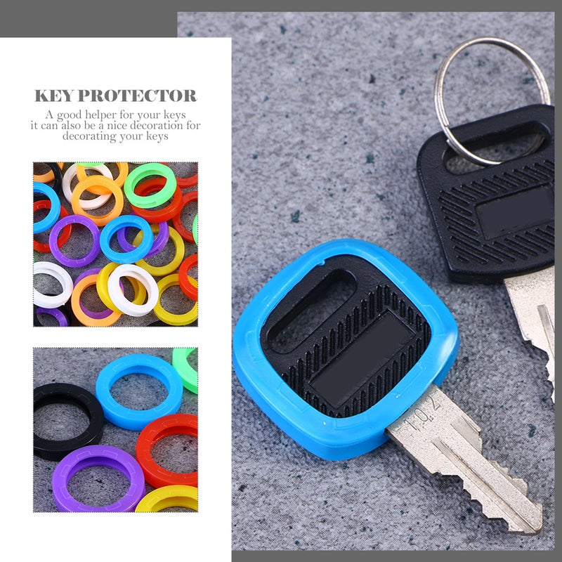 24pcs Bright Colored Key Caps Silicone Key Covers Elastic Key Tags Key Identifier Coding Rings(Mixed Color) - Image 3