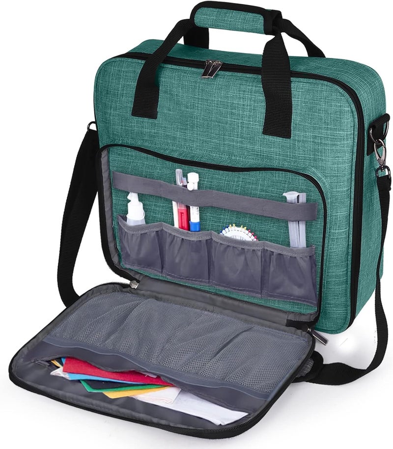 BAGLHER Cross Stitch & Embroidery Organizer Bag - Large Portable Project Storage with 3 Compartments, Travel Friendly Carrying Case for 11.2" Hoops, Threads, Supplies (Green) - Image 1