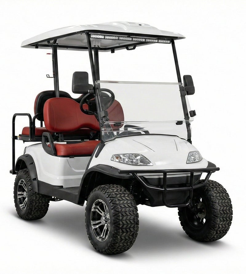 EPIC 2+2 Lifted Electric Golf Cart with Lithium Battery 105Ah & Standard Tires | 4-Seater LSEV (White) - Image 3