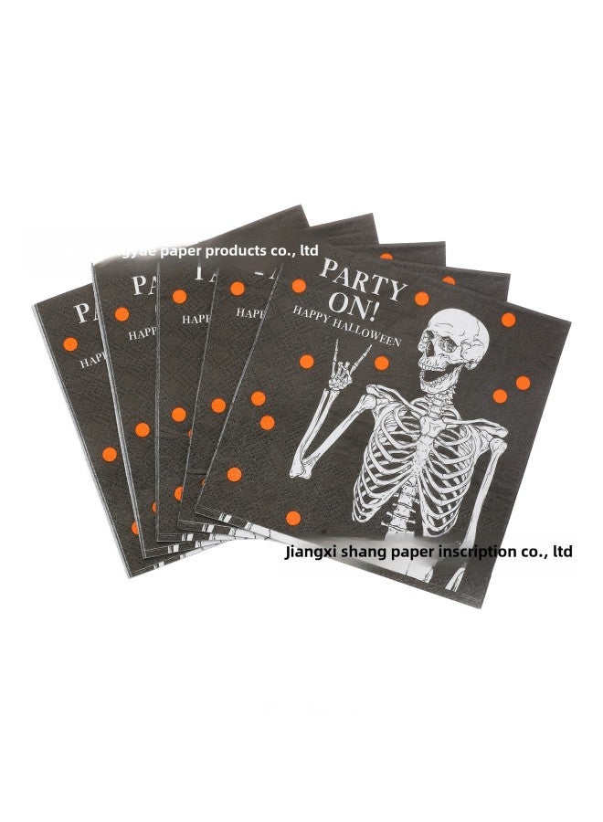 Variety Of Paper Towels Can Make Printed Napkins Disposable Paper Towels To Make Holiday Party Supplies-Color:Tissue 25*25-skeleton Man - Image 1