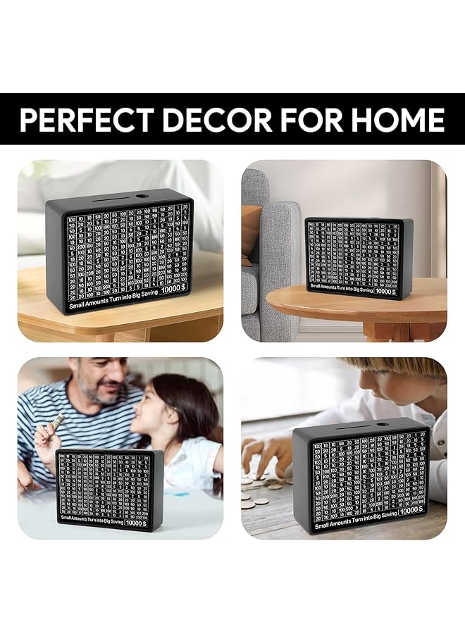 إيروريكس صندوق توفير النقود صندوق توفير خشبي حصالة نقود للكبار والصغار مع 8 أهداف توفير 500 10000 صندوق تحدي أهداف توفير النقود قطعة واحدة حافظة تخزين النقود لا يتطلب التثبيت - Image 4