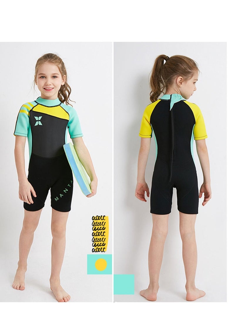 DIVE & SAIL 2.5MM Keep Warm Children Diving Suit Three-layer High Elastic Wetsuit For Girls Green - Image 2