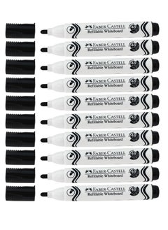 FABER-CASTELL 10-Piece Dry Erase White Board Marker Black Ink Round Tip  - Image 1