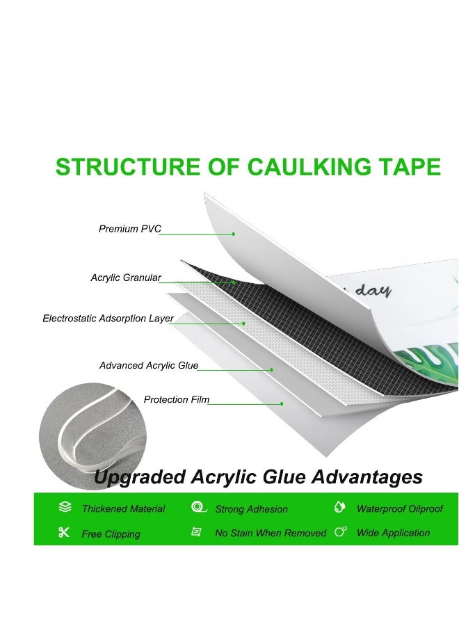 Kitchen and Bath Tape Caulk Strip, Upgraded Acrylic Glue PVC Self Adhesive Waterproof Caulking Sealing Tape, Decorative Sealant Trim for Kitchen Sink Toilet Bathtub 1.5 x 16.4' Marble White 5M - Image 4