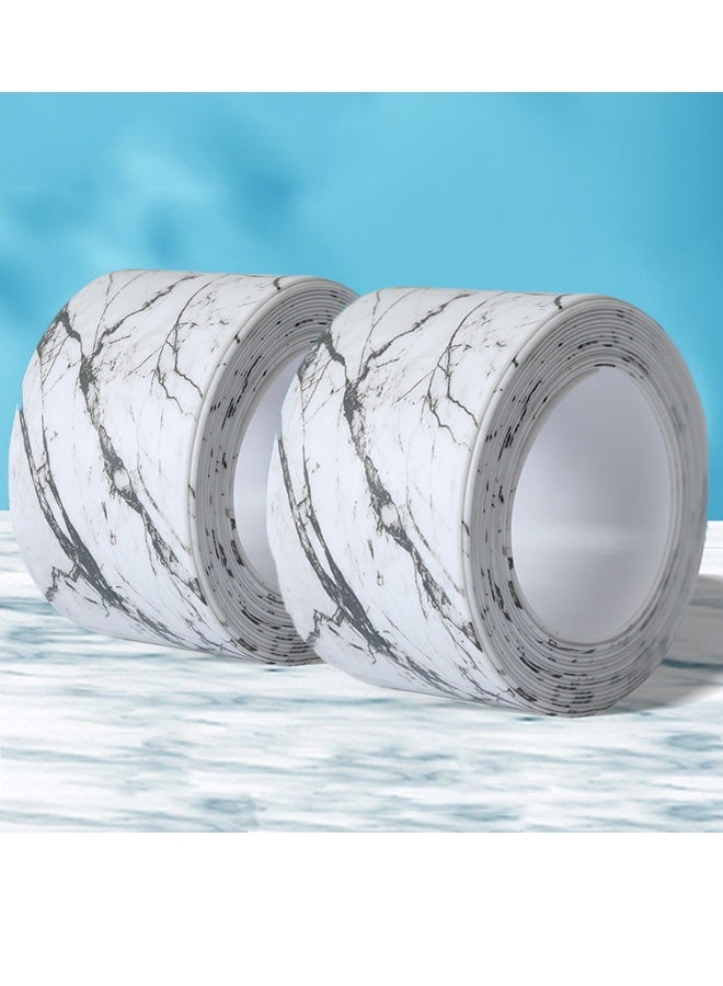 Kitchen and Bath Tape Caulk Strip, Upgraded Acrylic Glue PVC Self Adhesive Waterproof Caulking Sealing Tape, Decorative Sealant Trim for Kitchen Sink Toilet Bathtub 1.5 x 16.4' Marble White 5M - Image 1