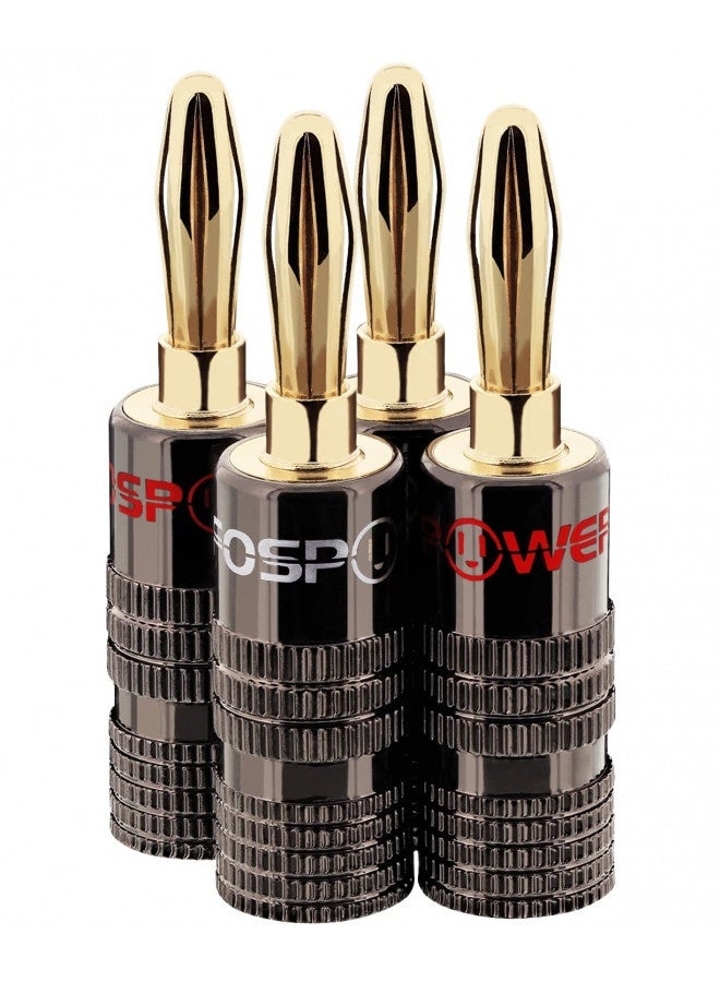 FosPower Fospower Banana Plugs 2 Pairs / 4 Pieces, Closed Screw 24K Gold Plated Banana Speaker Plug Connectors For Speaker Wire, Wall Plate, Home Theater, Audio/Video Receiver, Amplifiers And Sound Systems  - Image 1