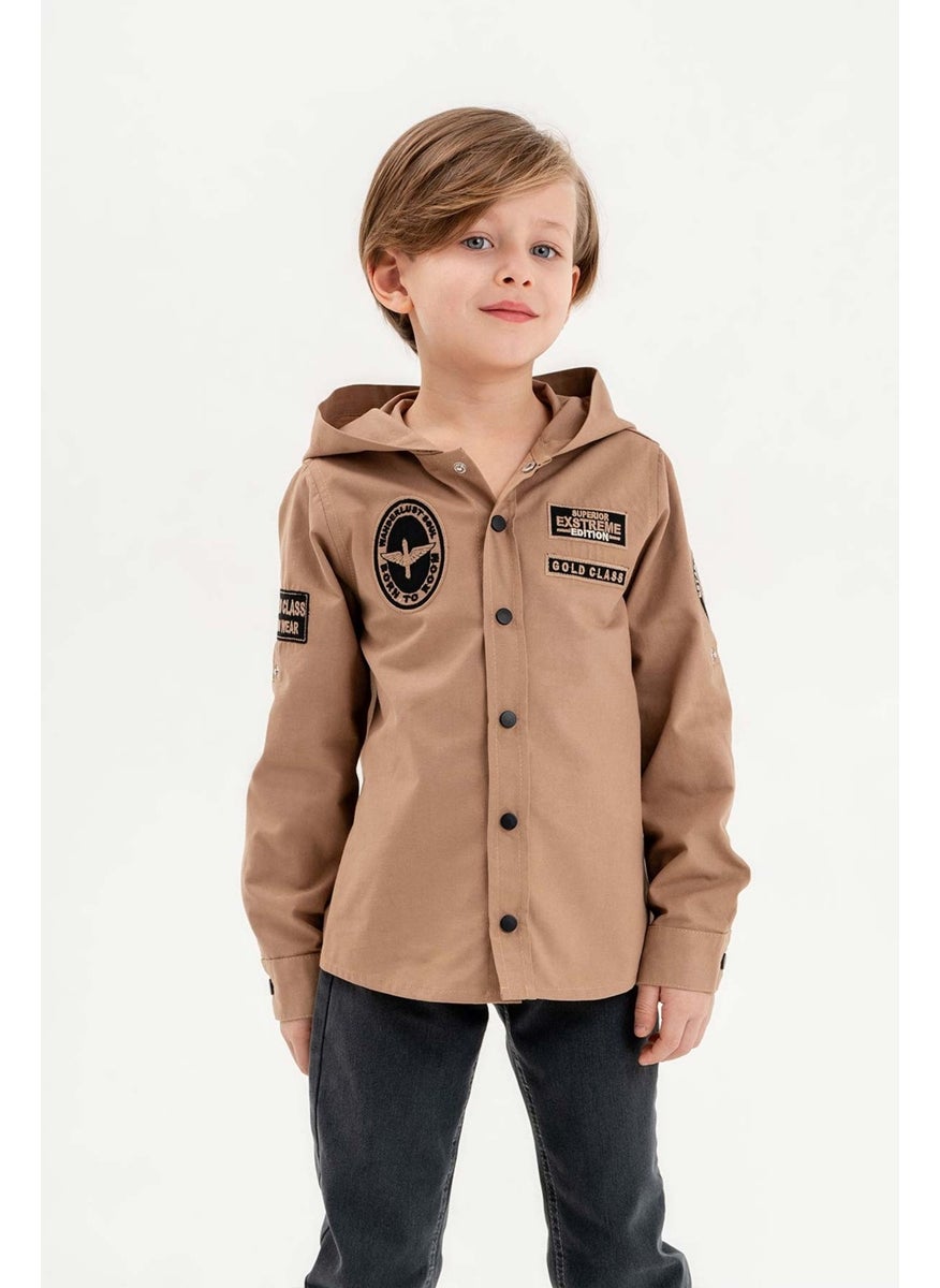 Gold Class Kidswear Snap-On Hooded Embroidered 100% Cotton Boy's Shirt  - Image 3