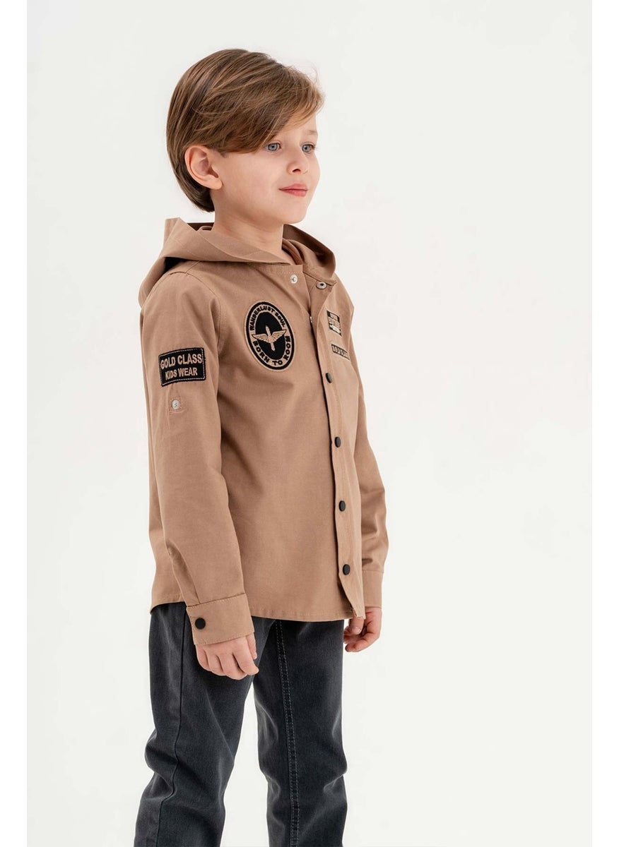 Gold Class Kidswear Snap-On Hooded Embroidered 100% Cotton Boy's Shirt  - Image 2