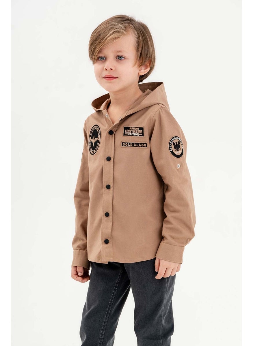 Gold Class Kidswear Snap-On Hooded Embroidered 100% Cotton Boy's Shirt  - Image 4
