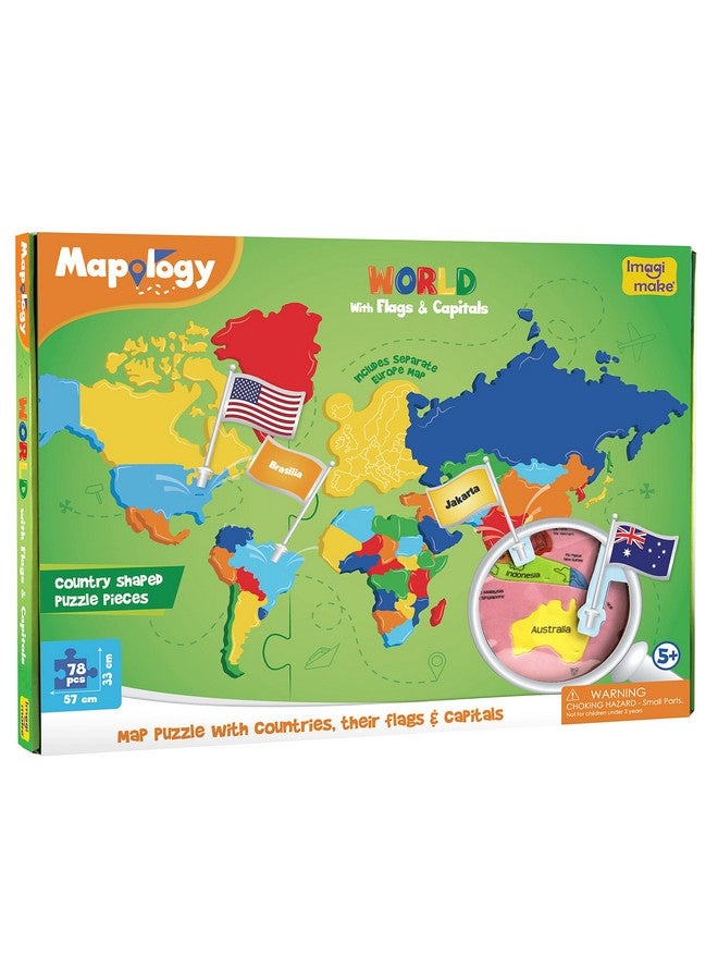Imagimake Mapology - World Map Puzzle with Flags & Capitals, Make Miniature Models of Houses Around The World, Educational Toy - Puzzles for Kids for Age 5 Years+, Best Gift for Boys & Girls - Image 1