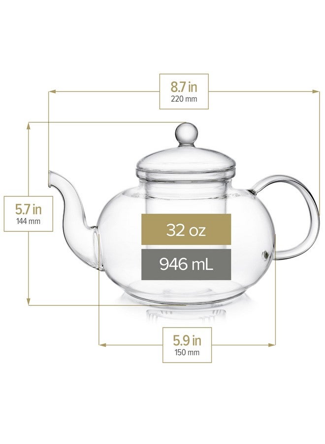 Teabloom Blossoms Glass Teapot - Stovetop and Microwave Safe Borosilicate Glass Teapot with Removable Loose Tea Glass Infuser (32 Oz) - Tea Purist's Choice - Image 4