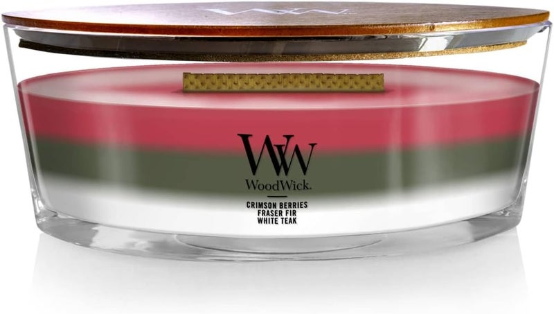 Woodwick Ellipse Scented Candle, Winter Garland Trilogy, 16oz | Up to 50 Hours Burn Time - Image 1