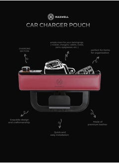 Maxwell Car Charger Organizer with USB-A Quick Charge Compatible with iPhone 16 Pro Max, Samsung S25 Ultra, Laptop, Tablet, etc. Secure Fit for Automobile, Durable Leather, Easy Organization (Red) - pzsku/Z9A02883B81B4797BF5D1Z/45/_/1740149668/f35927d3-c785-44ee-9d45-1d217a664e64