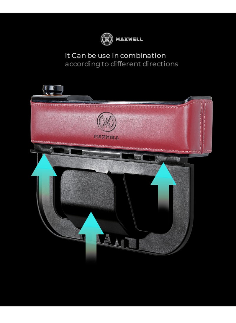 ماكسويل للالكترونيات منظم شاحن السيارة Maxwell مع شحن سريع USB-A متوافق مع iPhone 16 Pro Max، Samsung S25 Ultra، الكمبيوتر المحمول، الجهاز اللوحي، وغيرها. تركيب آمن في السيارة، جلد متين، تنظيم سهل (أحمر) - Image 5