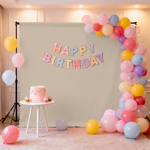 LYLYCTY Beige Backdrop for Photography 6x9ft Zoom Screen Meeting, Game Live Studio Shooting Props High Density Fabric - Image 3