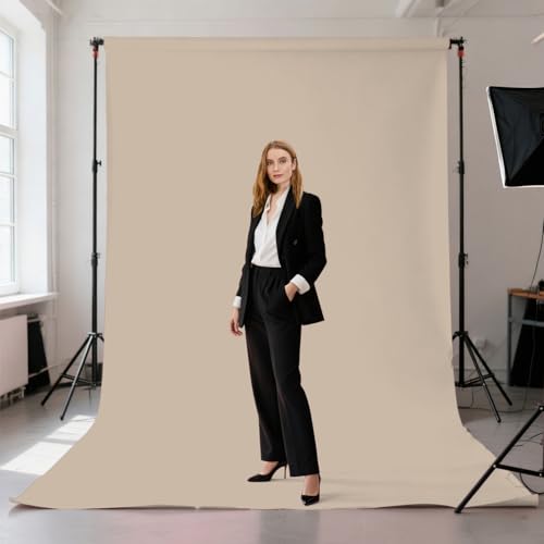 LYLYCTY Beige Backdrop for Photography 6x9ft Zoom Screen Meeting, Game Live Studio Shooting Props High Density Fabric - Image 2