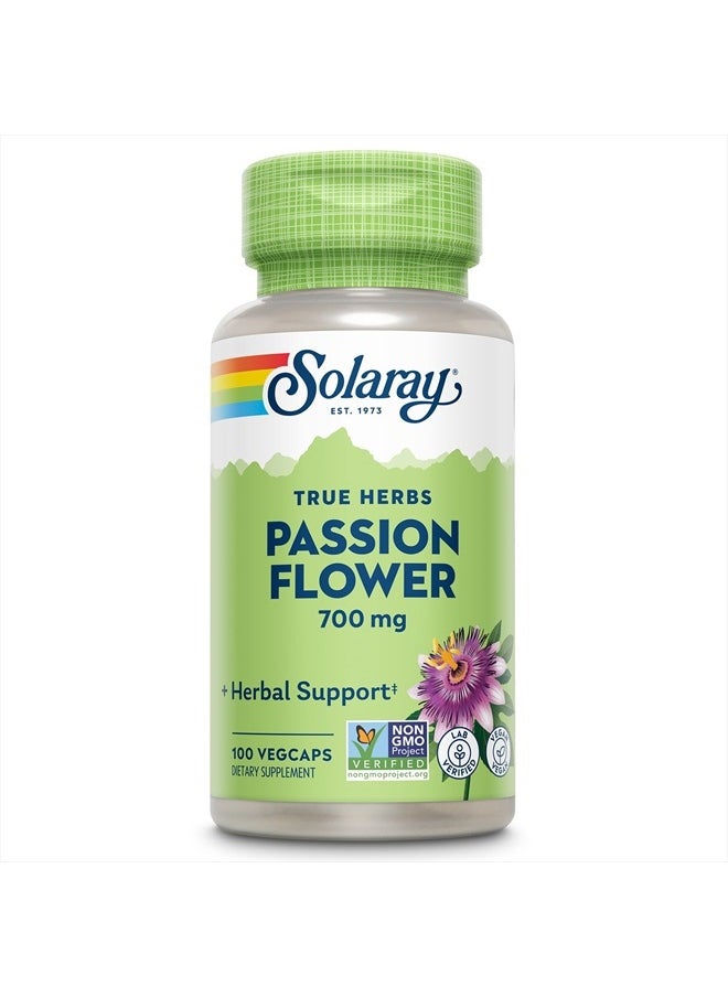 Solaray Passion Flower 700 mg Whole Aerial - Soothing Herbal Support - Passion Flower Capsules - Vegan, Non-GMO, 60-Day Guarantee, Lab Verified - 50 Servings, 100 VegCaps  - Image 1