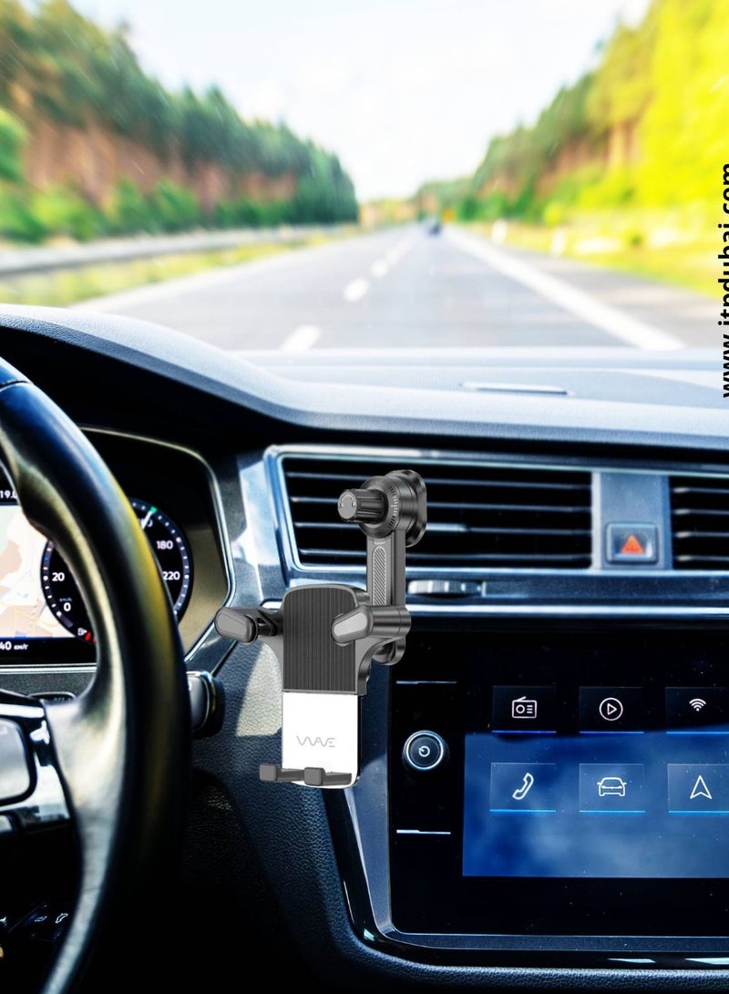 Wave Car Mobile Phone Holder for Air Vent, 360° Rotation, One-Hand Operation, ABS Acrylic Material, Strong Grip, Universal Fit, 1-Year Warranty - Image 3