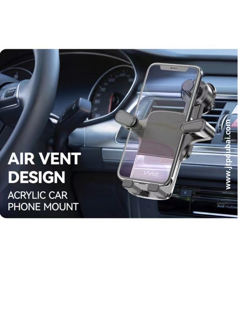 Wave Car Mobile Phone Holder for Air Vent, 360° Rotation, One-Hand Operation, ABS Acrylic Material, Strong Grip, Universal Fit, 1-Year Warranty - Image 4