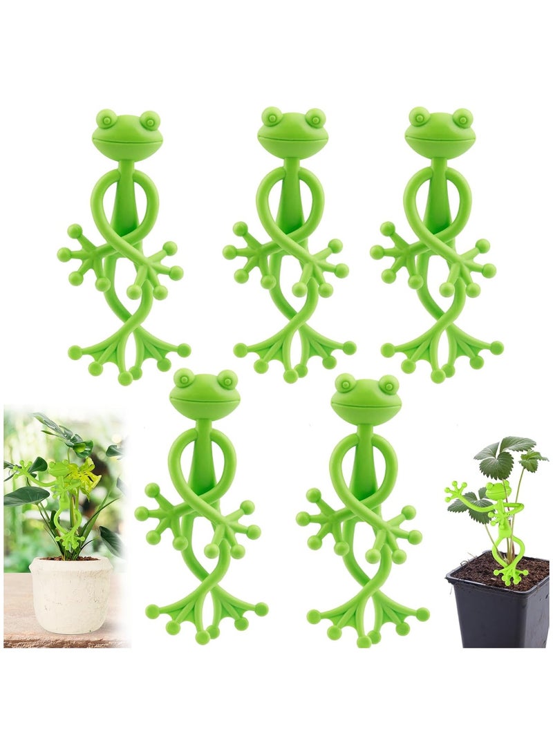 HOMESTAR 5pcs Frog Plant Stands, Green Frog Clip Flower Pot Huggers Cute Frogs Holder Accessories Plant Supports Decorations Versatile Frogs Planter Garden Decor for Indoor Outdoor Garden Pot - Image 1