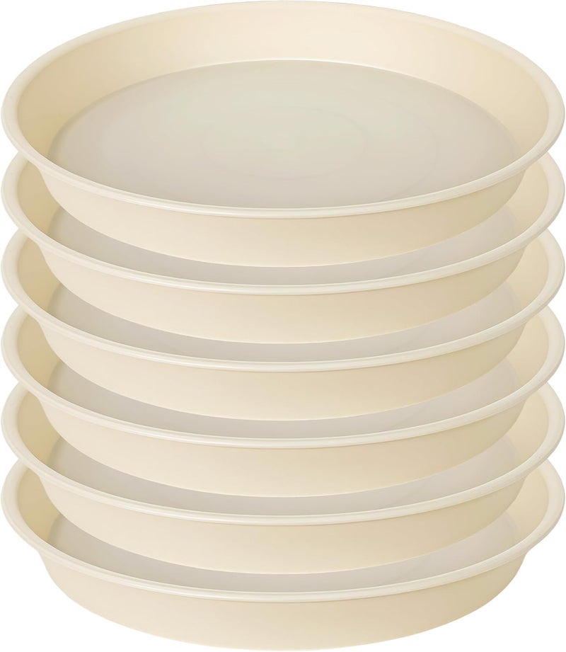 Bleuhome 6 Pack of 12 inch Plant Saucer, Heavy Duty Plastic Plant Saucer 12" Round, Durable Plant Tray for Pots, Plant Saucers for Indoors, Plant Trays for Planter (12", Beige) - Image 1