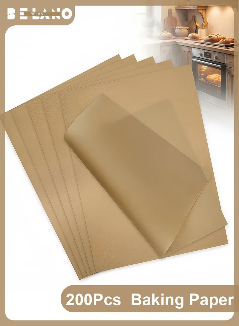 BELANO Parchment Paper Baking Sheets, Non-stick Unbleached Baking Paper, Waterproof and Oil-proof Oven Liners, for Air Fryer and Steamer, 30x40 cm, 200 Sheets - Image 1