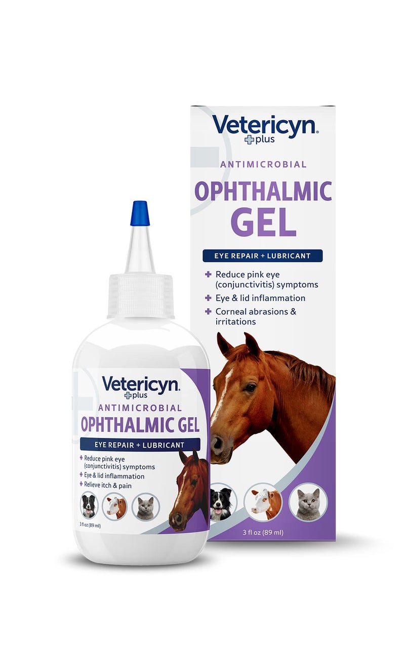 Vetericyn Plus Ophthalmic Eye Gel for Horses | Eye Ointment Alternative to Lubricate and Relieve Horse Eye Irritations, Safe for All Animals. 3 ounces - Image 1