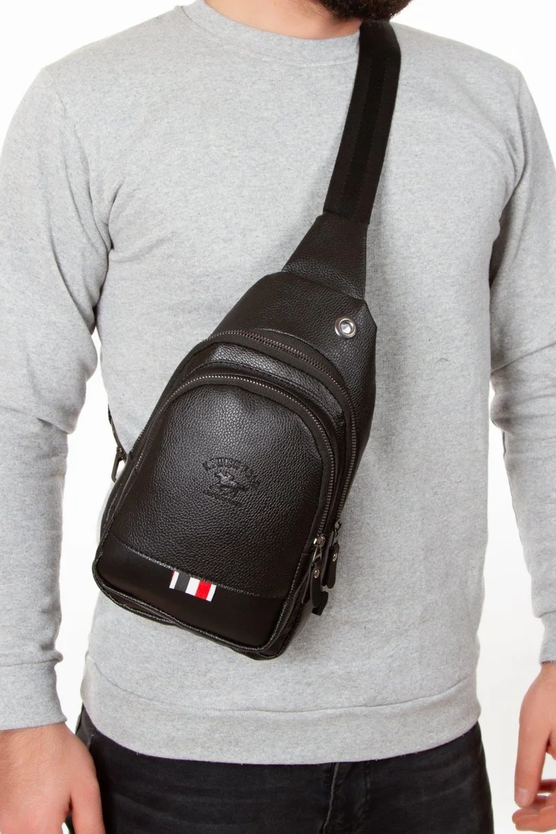 Newish Polo Black Unisex Headphone Output Cross Shoulder Bag