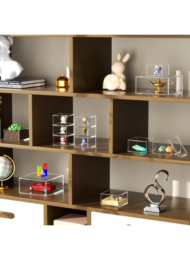 SLASA Decorative Acrylic Box with Lid – X-Large 6.8x6.8x3.3 inch – Clear Square Stackable Storage Container – Multi-Purpose Organizer for Office, Bathroom, and Home - Image 5