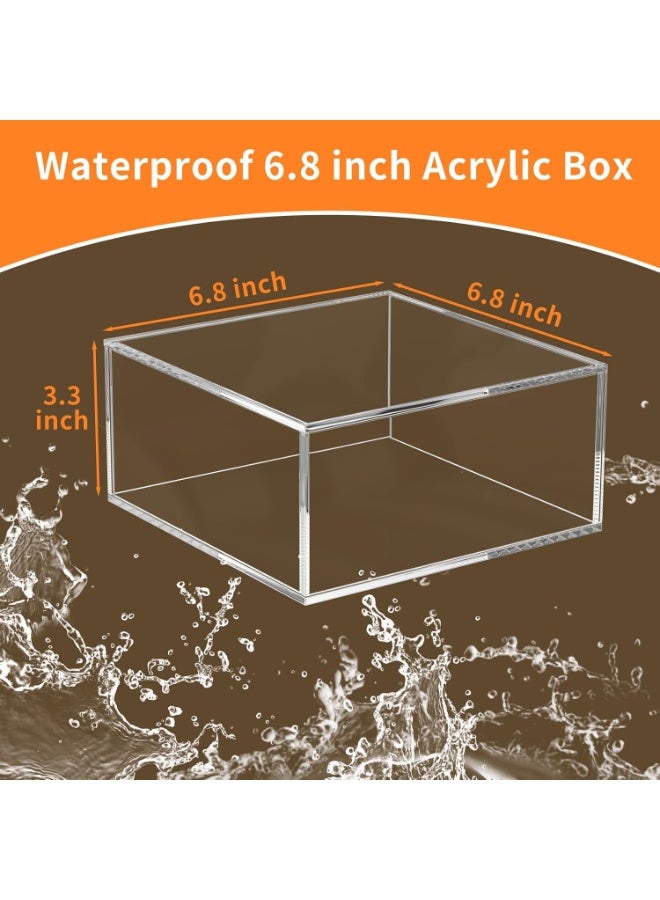 SLASA Decorative Acrylic Box with Lid – X-Large 6.8x6.8x3.3 inch – Clear Square Stackable Storage Container – Multi-Purpose Organizer for Office, Bathroom, and Home - Image 3