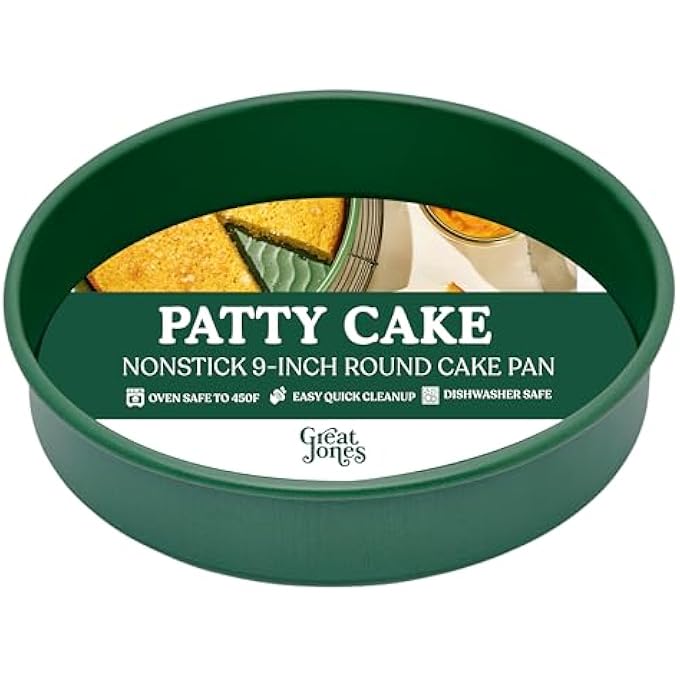 Great Jones Patty Cake Broccoli Nonstick 9Inch Round Cake Pan  HeavyDuty Aluminized Steel  Easy Release Coating  OvenSafe Up to 450F  Even Heat Distribution  DishwasherFriendly - Image 2